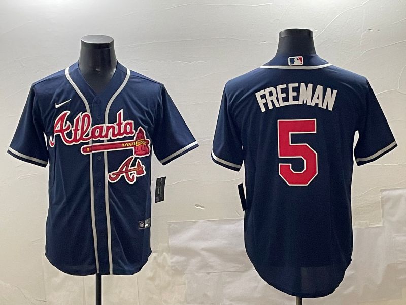 Men Atlanta Braves 5 Freeman Blue Game 2025 Nike MLB Jersey style 5